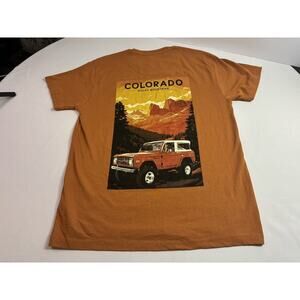 Ford Bronco Colorado Rocky Mountains Graphic Tee Brown Shirt Men’s Large